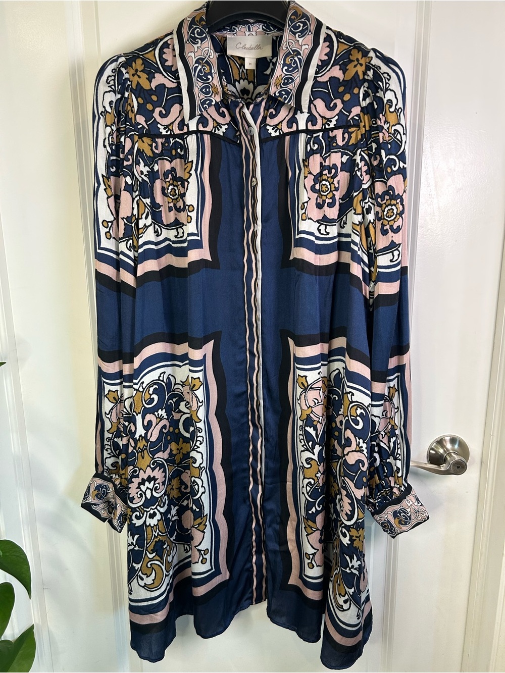 Cleobella Navy Charisma Floral Print Mini Dress with Pink Accents Medium - Picture 2 of 13